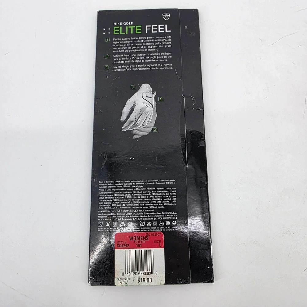 Nike Golf Elite Feel Cabretta Leather Right Hand Glove White Large 22cm